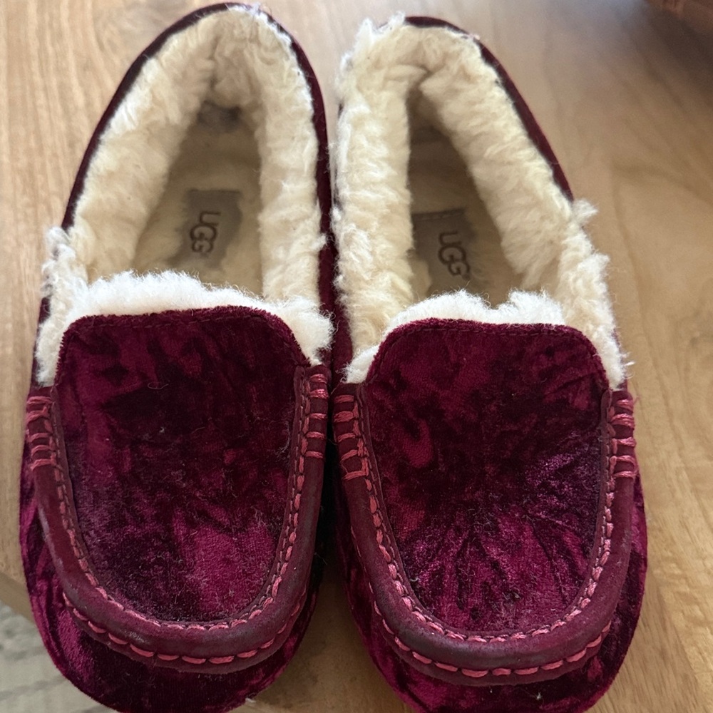 UGG Maroon Velvet Slippers